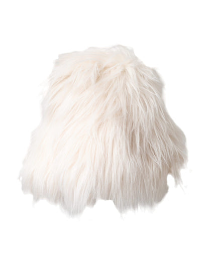 White Acrylic Fur Womens Bucket Hat