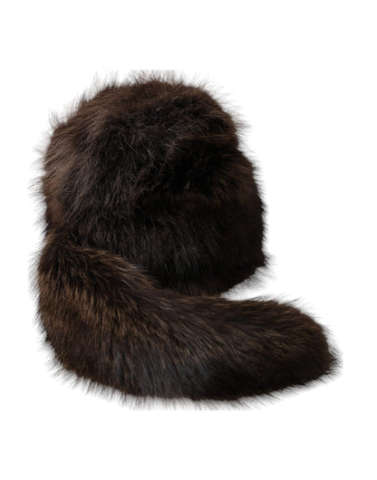 Women Brown Raccoon Fur Bucket Hat