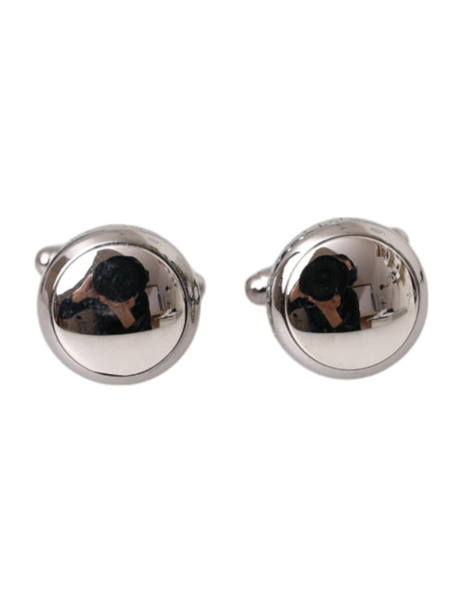 Silver Plated Brass Round Pin Men Cufflinks