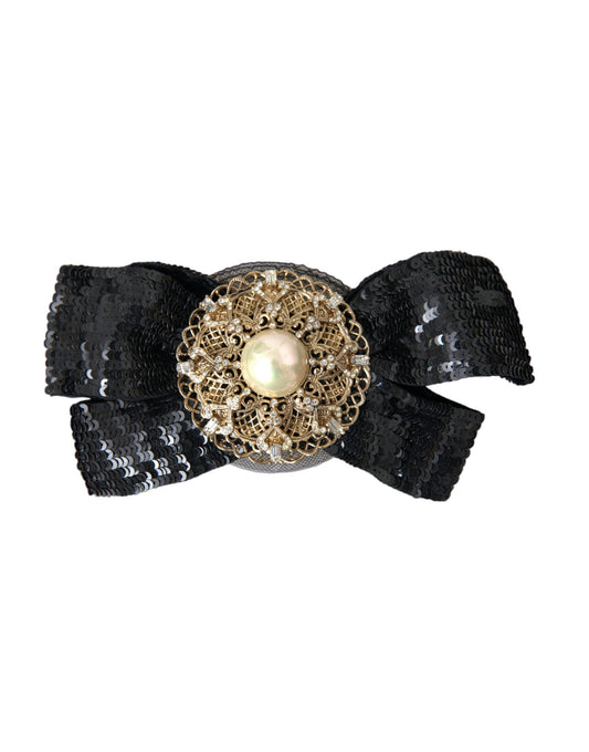 Black Sequin Pearl Handmade Brooch Hair Pin