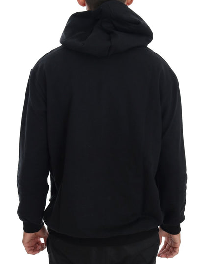 Elegant Black Cotton Hooded Sweater