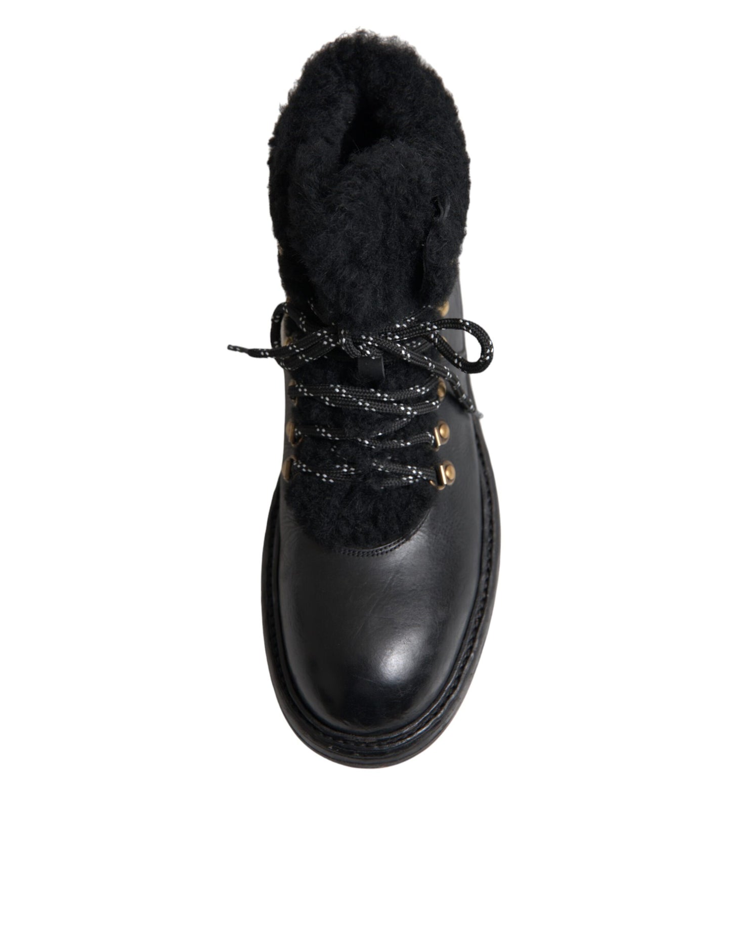 Black Leather Bernini Shearling Boots Shoes