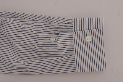 Elegant White & Blue Striped Casual Shirt