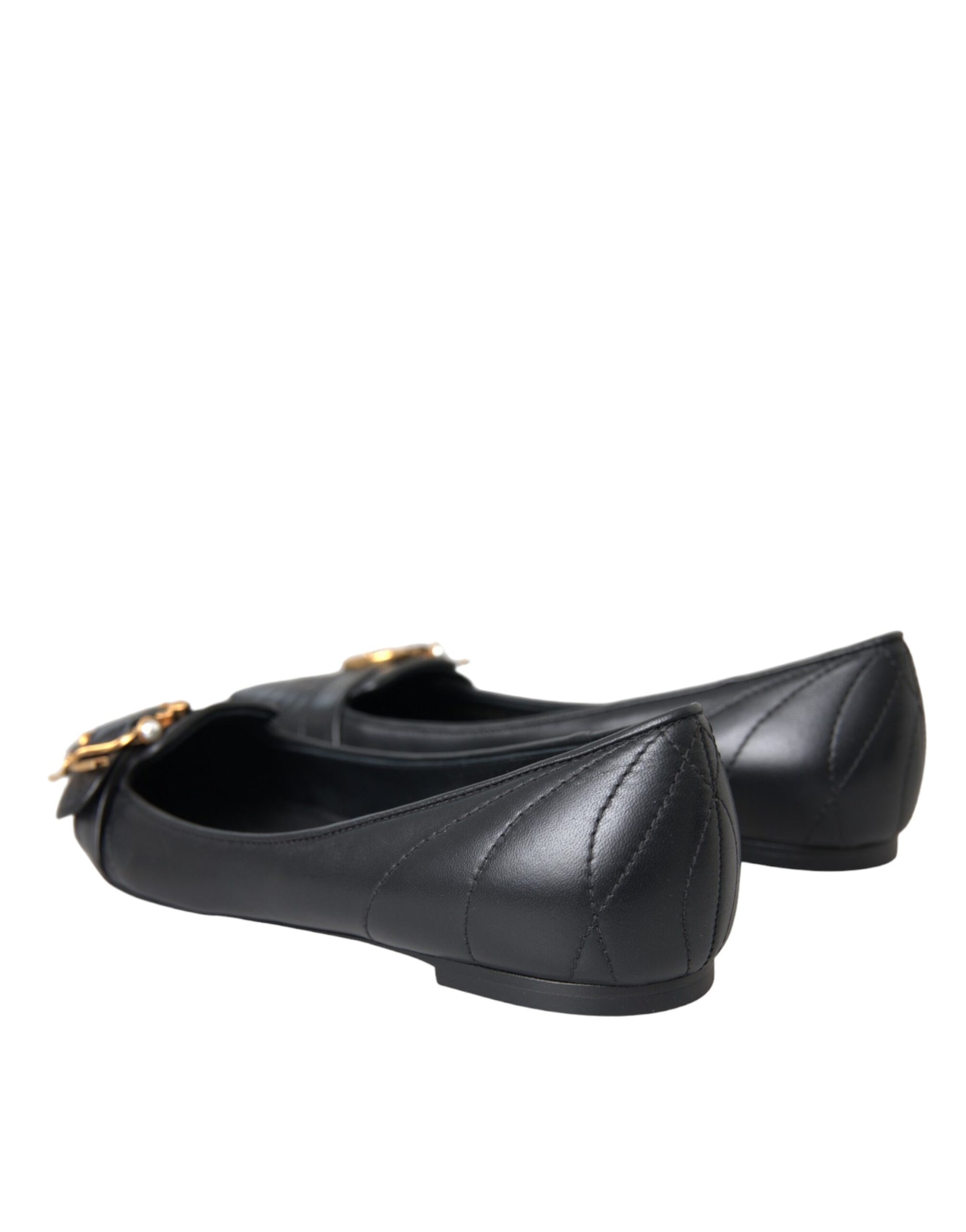 Black Devotion Leather Pointy Flats Shoes