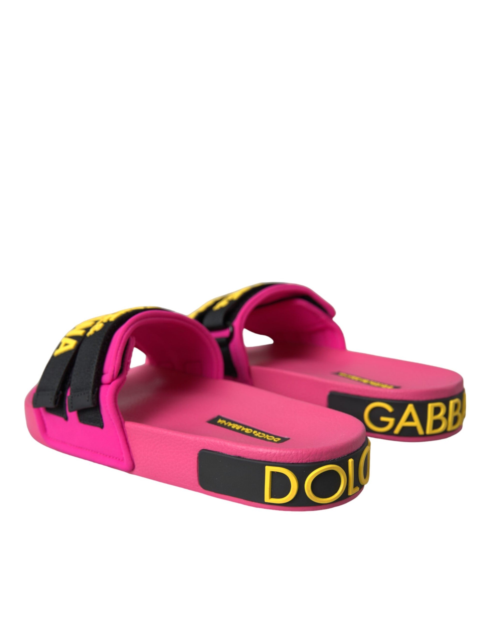 Pink Black Logo Beachwear Flats Sandals Shoes