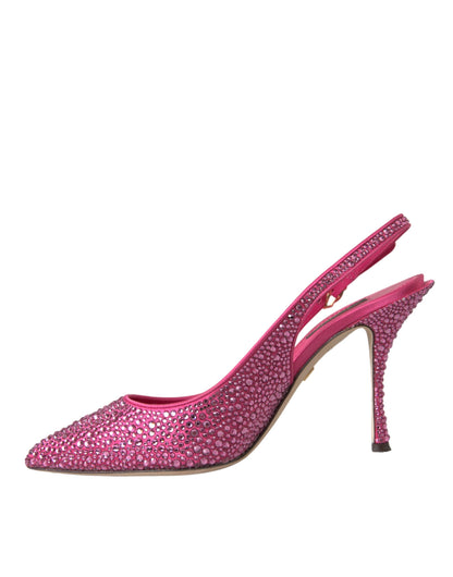 Pink Strass Crystal Heels Slingbacks Shoes