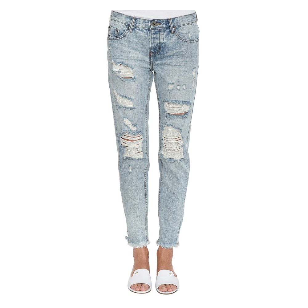 Light Blue Cotton Women Jean