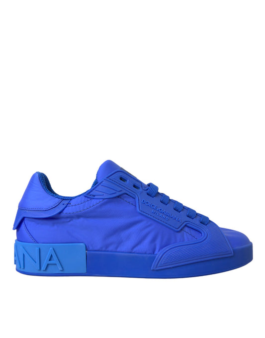 Blue Leather Fabric Low Top Sneakers Shoes