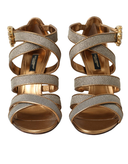 Bronze Crystal Strap Heels Sandals Shoes