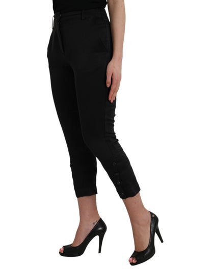 Black High Waist Capri Cropped Pants