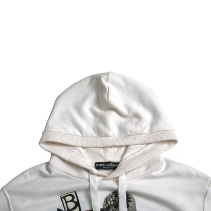 White Caesar Cotton Hooded Pullover Sweater