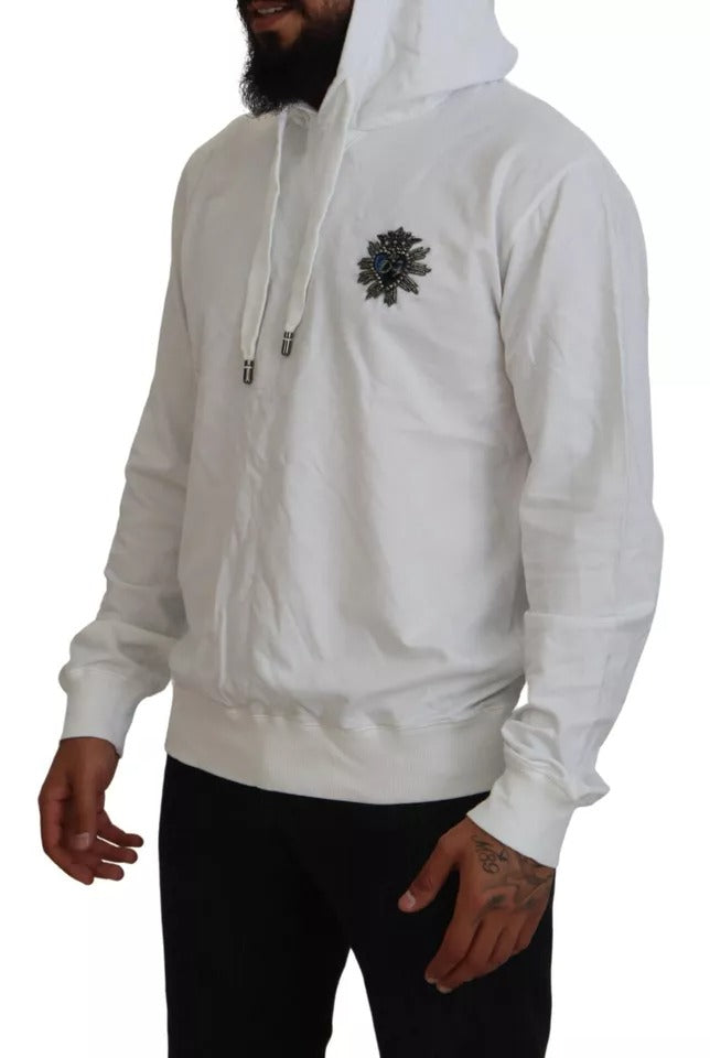 White Cotton Hooded Sweatshirt Sweater