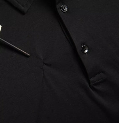 Black Logo Cotton Collared Polo Top T-shirt