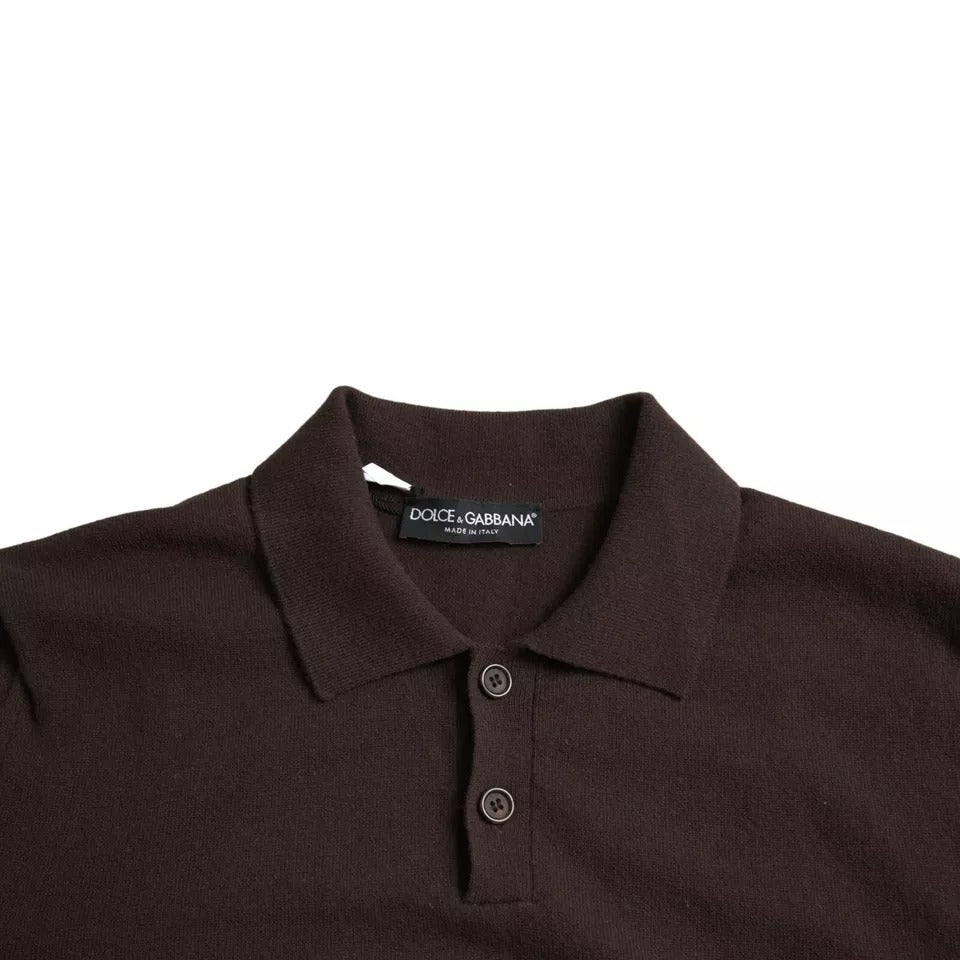 Brown Logo Collared Short Sleeve Men T-shirt