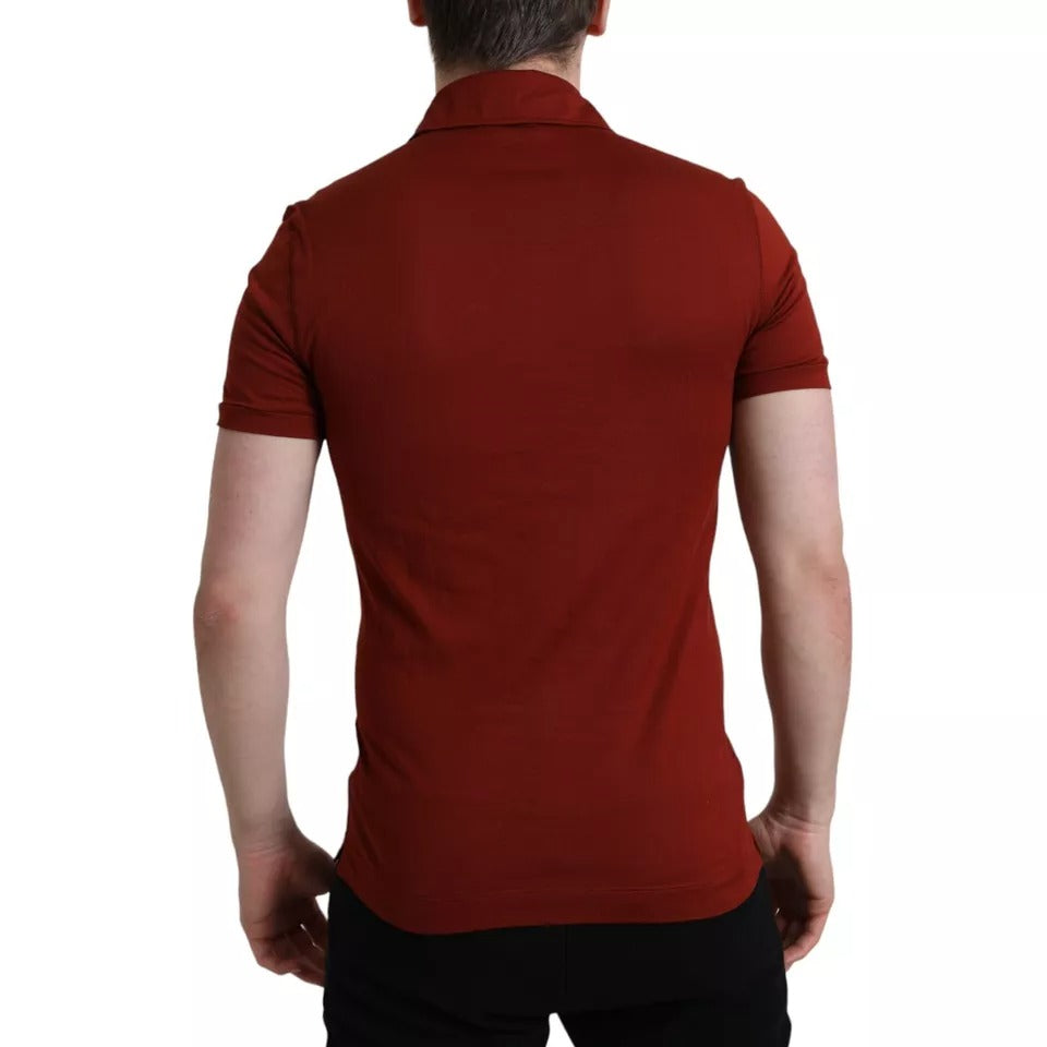 Red Logo Collared Short Sleeve Men T-shirt