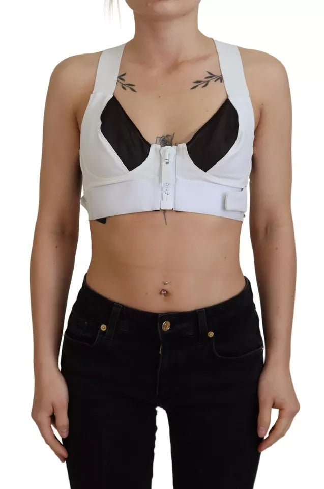 White Viscose Sleeveless Cropped Bustier Top