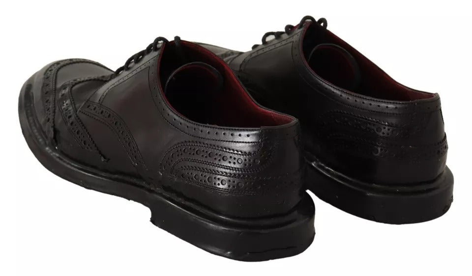 Black Leather Brogue Oxford Dress Shoes