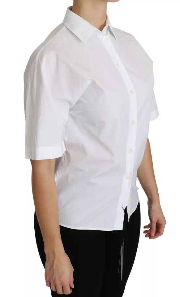 White Collared Short Sleeve Polo Shirt Top