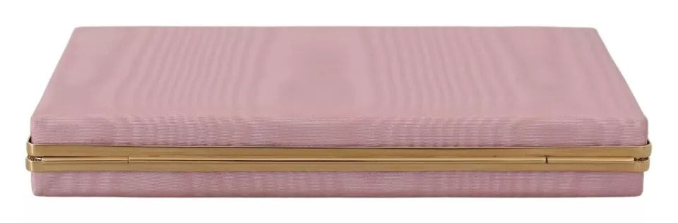 Pink Silk Gold Frame Clutch Evening Party Purse Bag