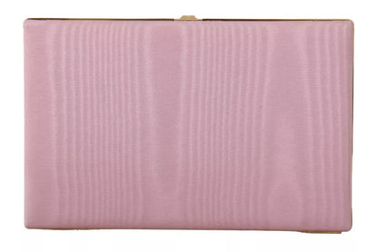 Pink Silk Gold Frame Clutch Evening Party Purse Bag