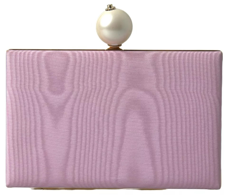 Pink Silk Gold Frame Clutch Evening Party Purse Bag