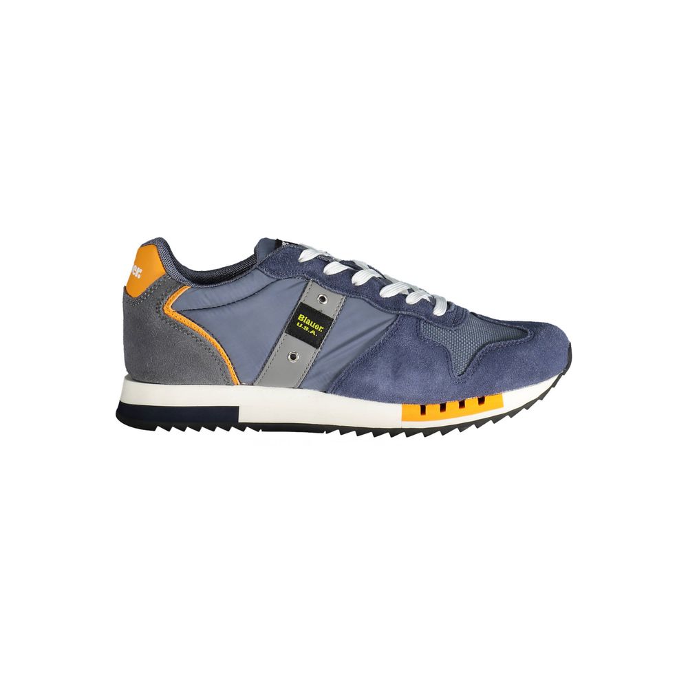 Blue Leather Men Sneaker