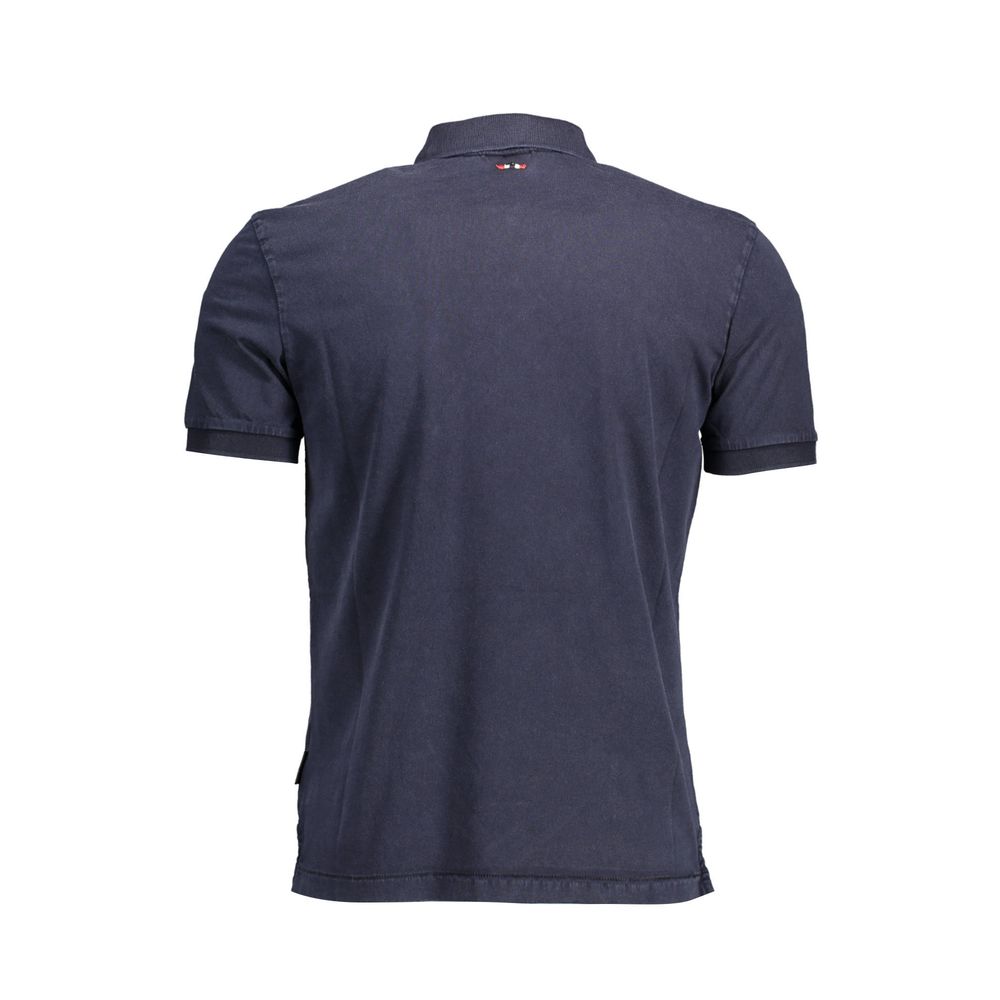 Blue Cotton Men Polo Shirt