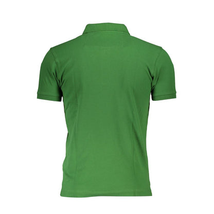 Sleek Green Slim Fit Polo with Contrast Detail