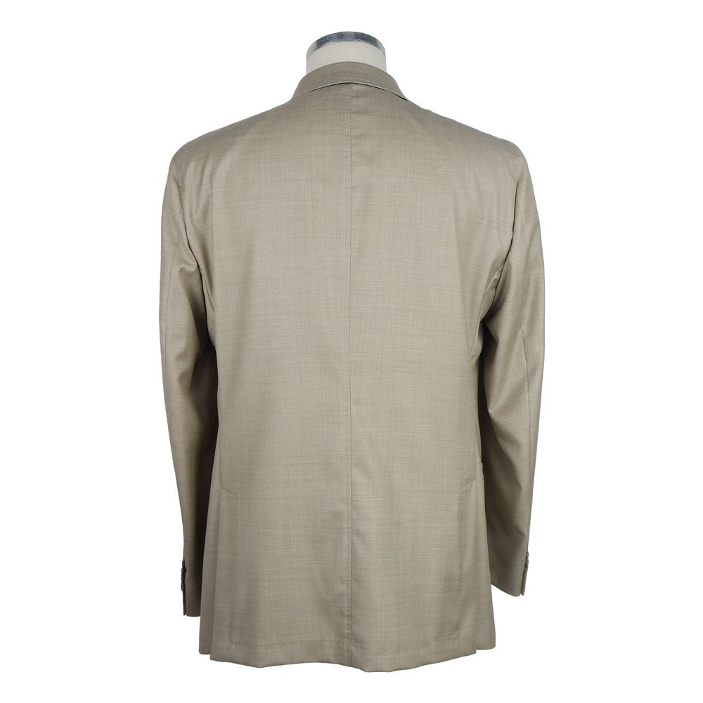 Beige Wool Men Blazer