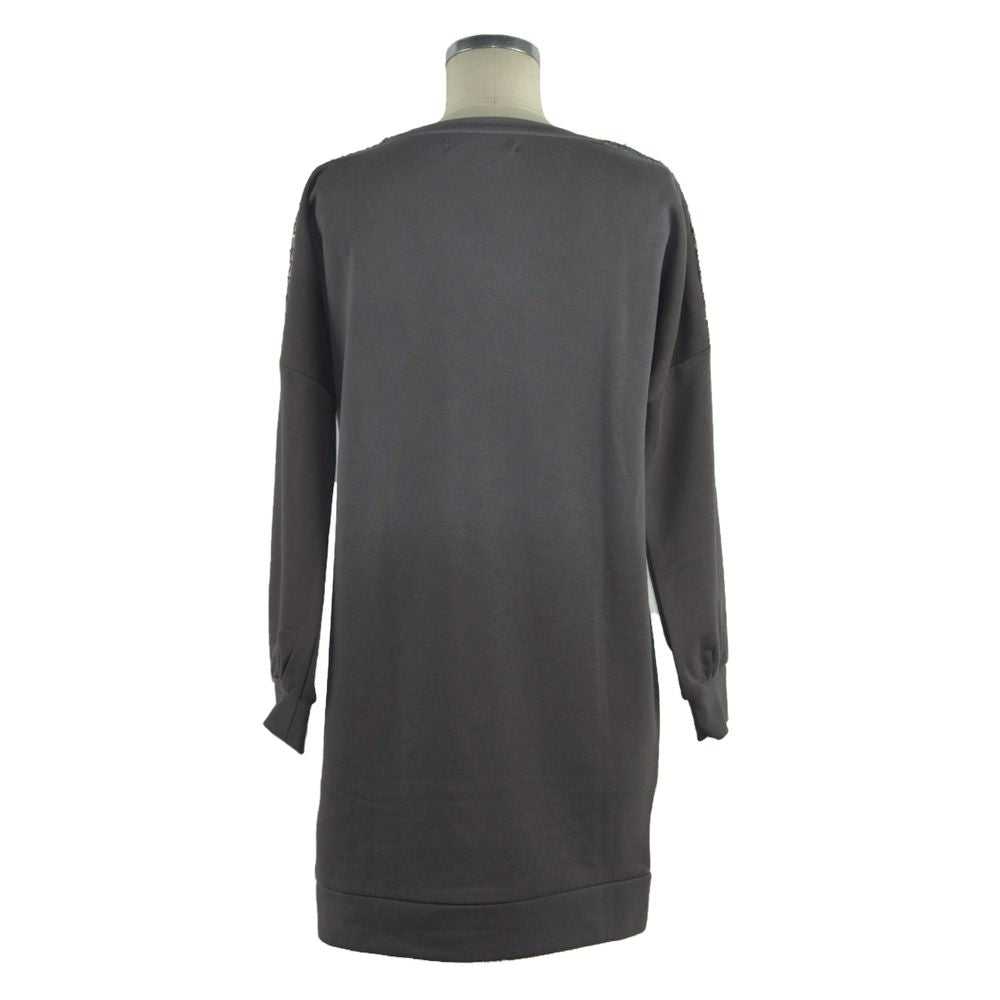 Gray Cotton Women Sweatshirt Dress