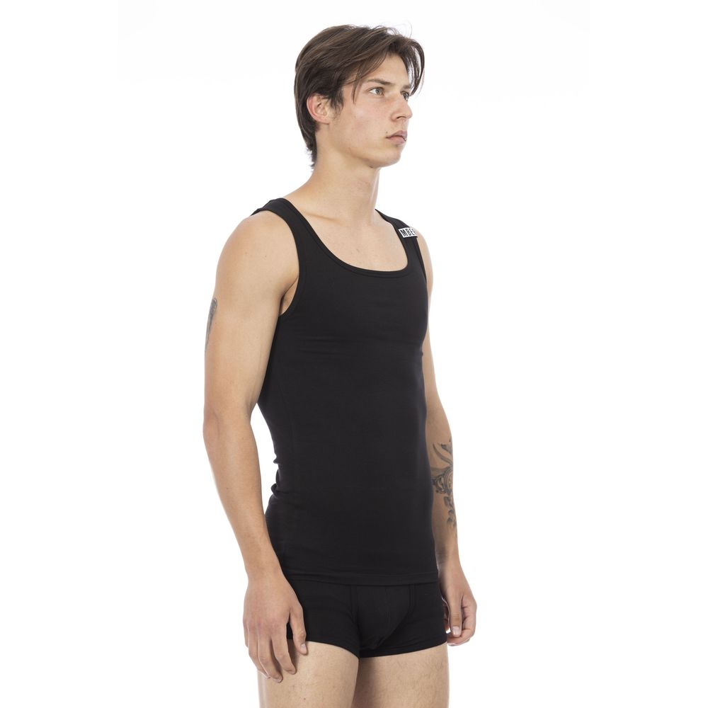 Black Cotton Men Tank Top