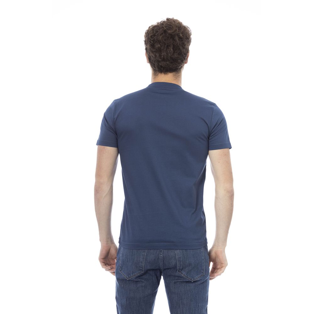 Blue Cotton Men T-Shirt