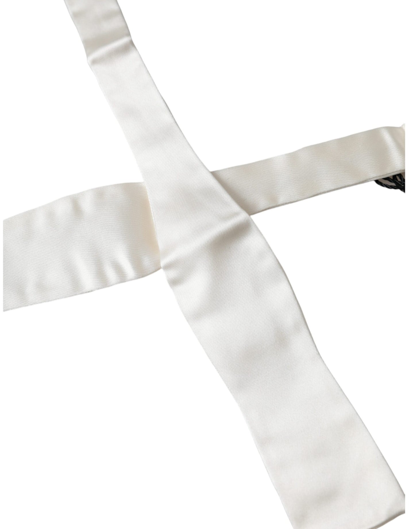 White Silk Slim Skinny Necktie Men Bow Tie