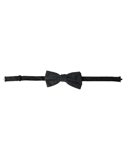 Dark Gray Silk Adjustable Neck Men Bow Tie