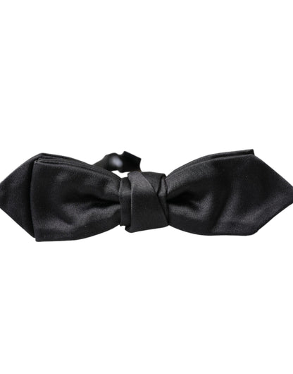 Black Satin Silk Adjustable Neck Men Bow Tie