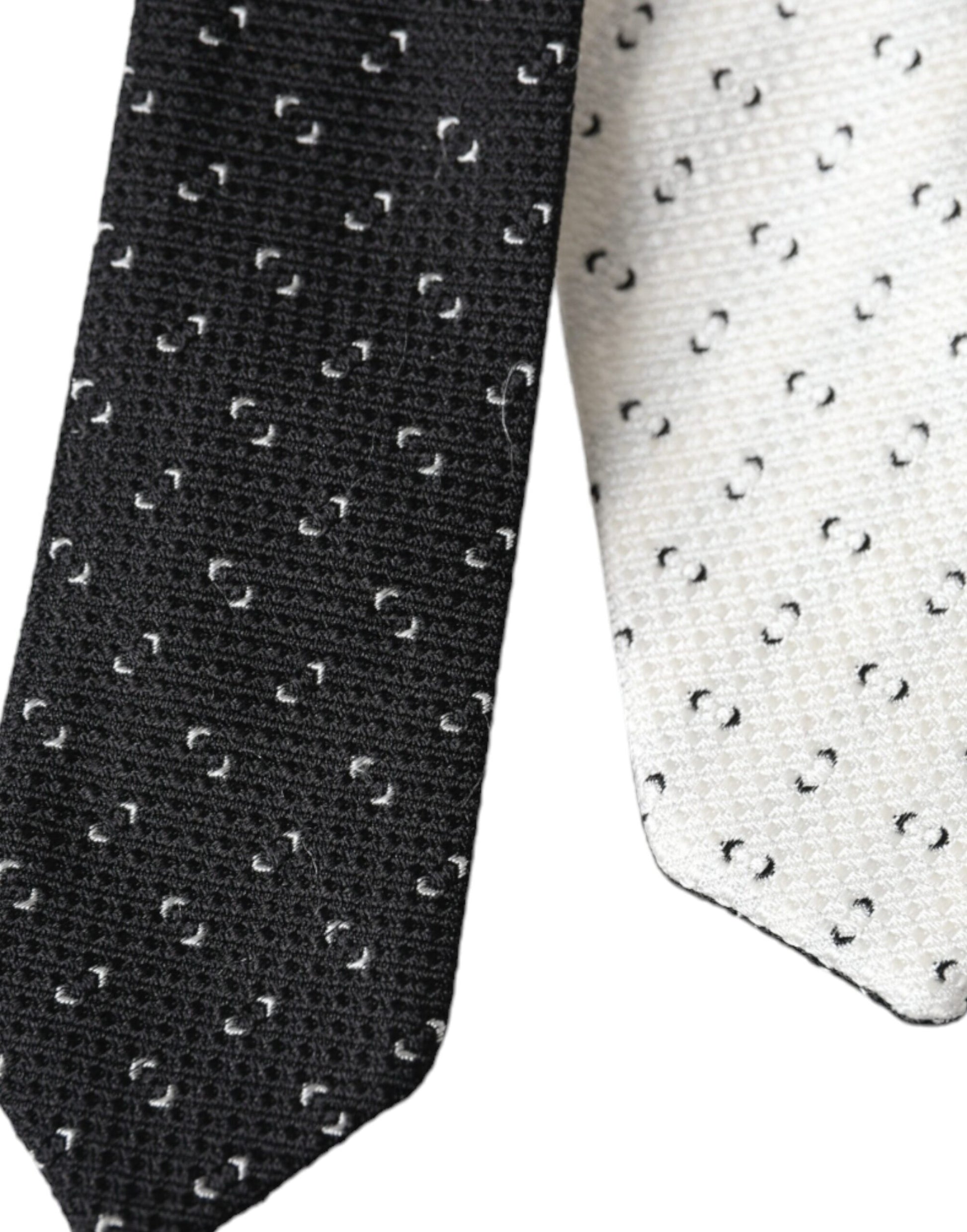 Black White Patterned Adjustable Tie