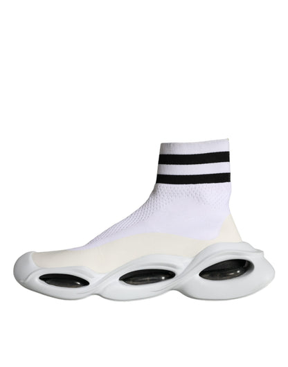 White Black Slip On Wave Socks Sneakers Shoes