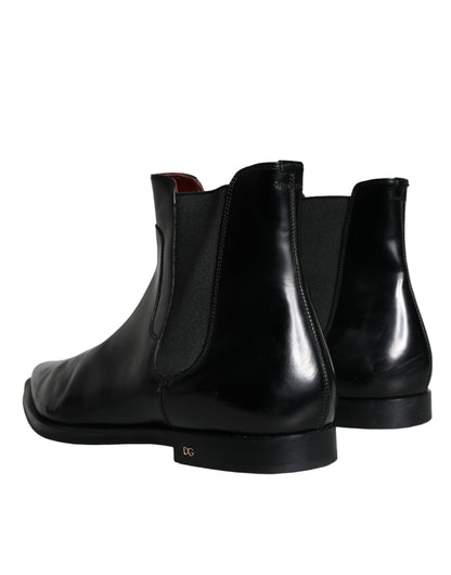 Black Leather Chelsea Ankle Boots Shoes