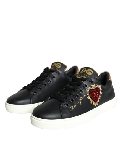 Black Portofino Sacred Heart Sneakers Shoes