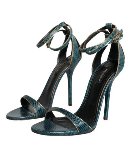 Dark Green Calf Leather Heels Sandals Shoes