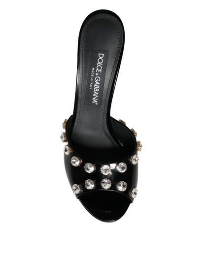 Black Crystal Heels Keira Sandals Shoes