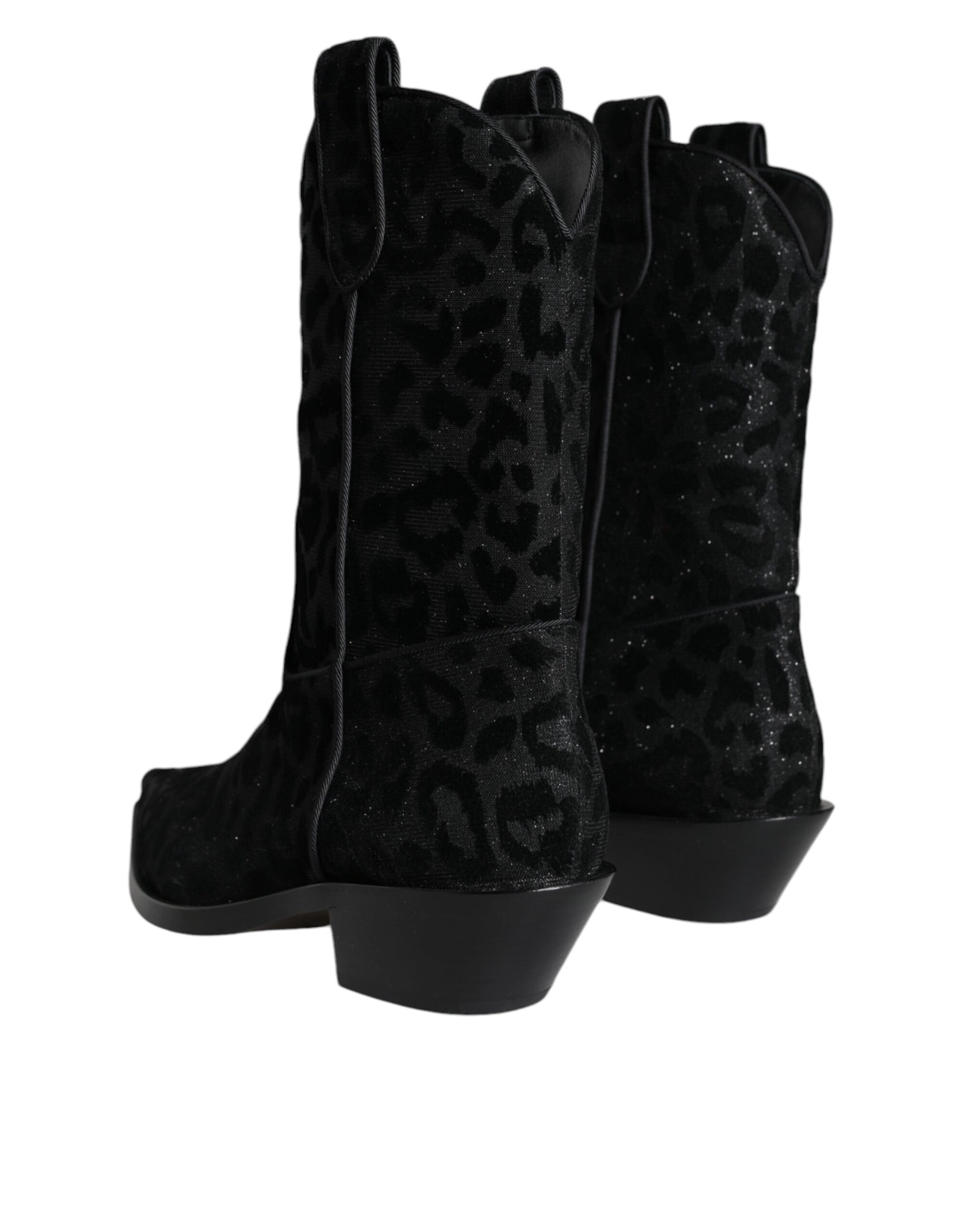 Black Gray Leopard Cowboy Boots Shoes