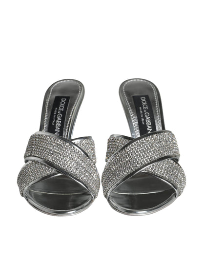 Silver Crystals Keira Heels Slides Shoes