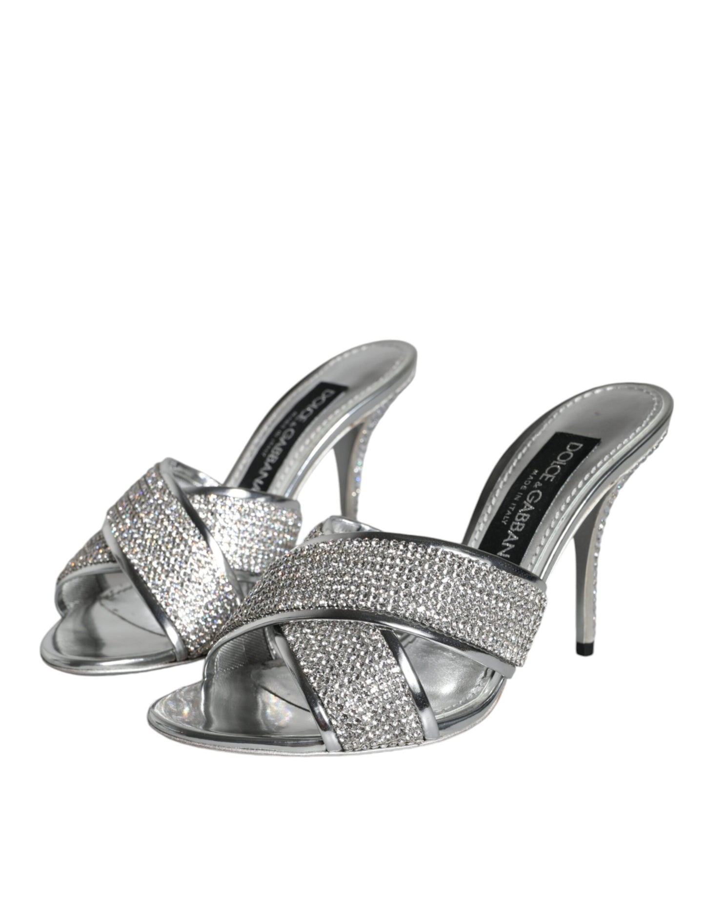 Silver Crystals Keira Heels Slides Shoes