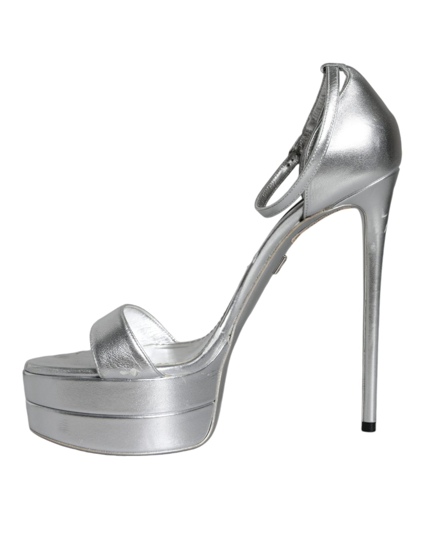 Silver KEIRA Heels Ankle Strap Sandals Shoes