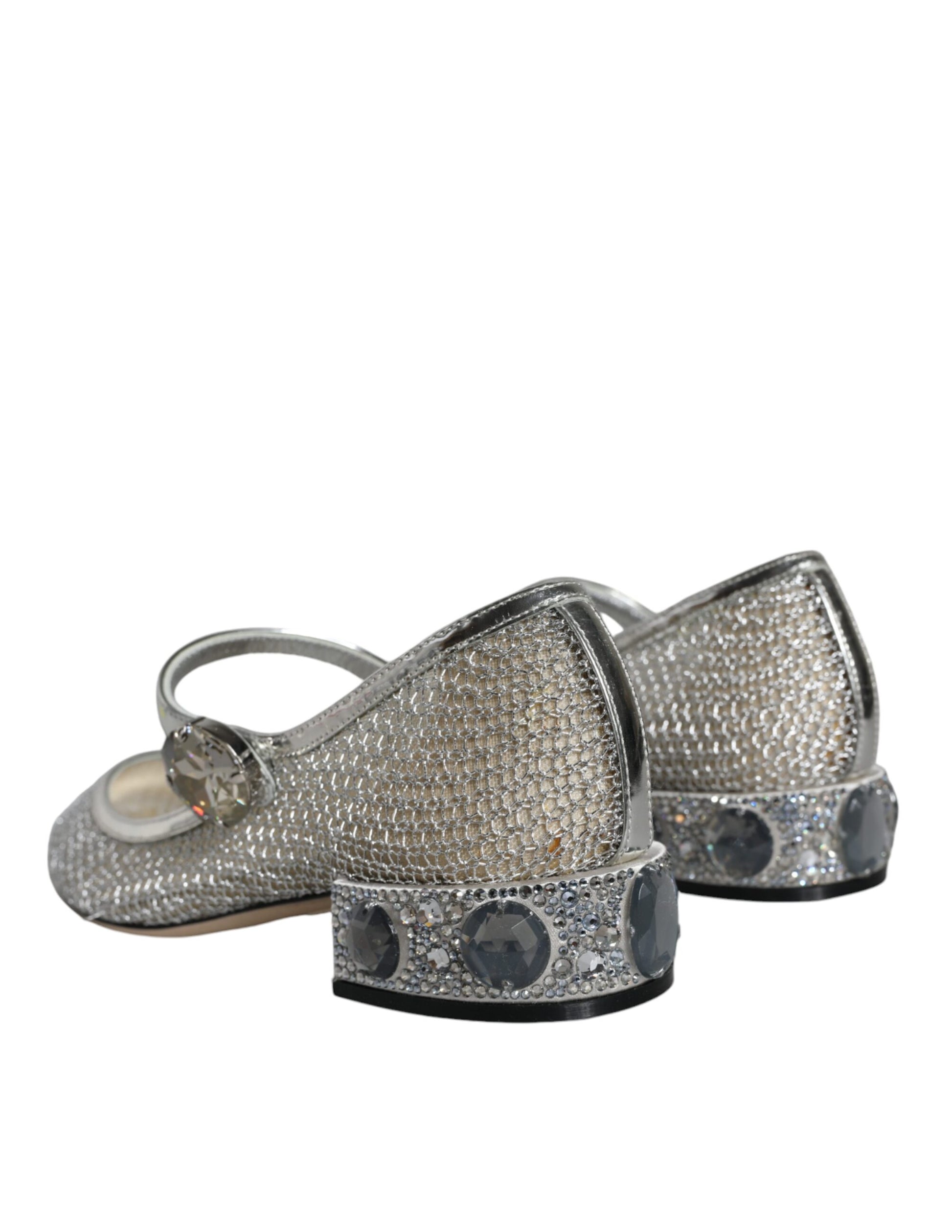 Silver Mesh Crystal Mary Jane Pumps Shoes