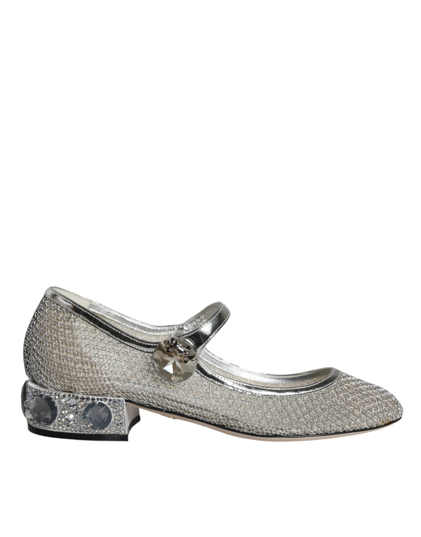 Silver Mesh Crystal Mary Jane Pumps Shoes