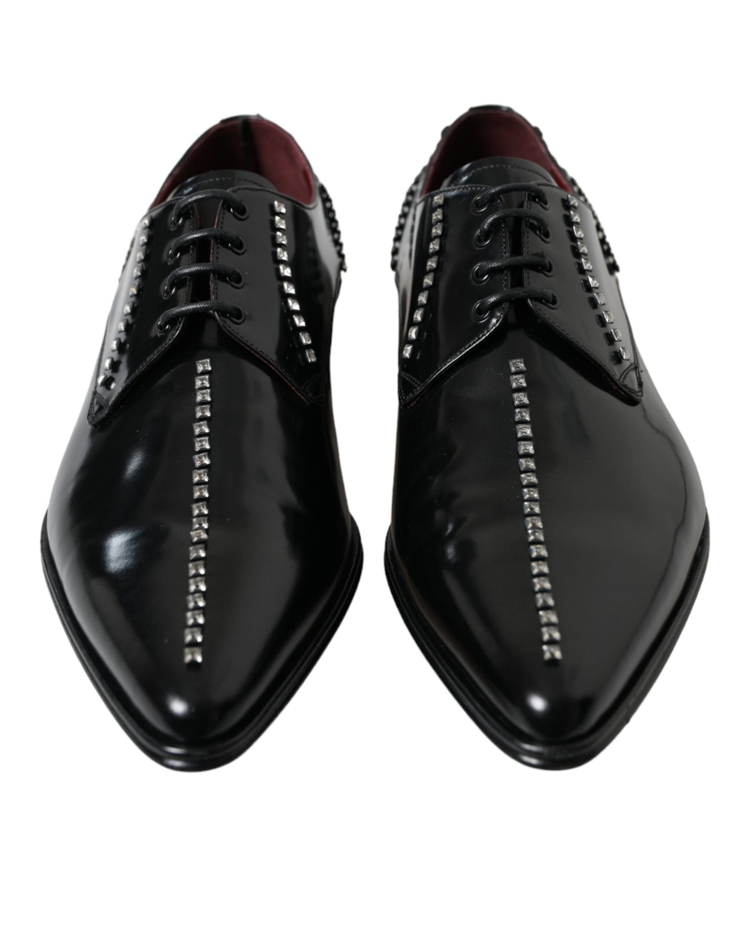 Black Leather Crystal Dress Formal Shoes