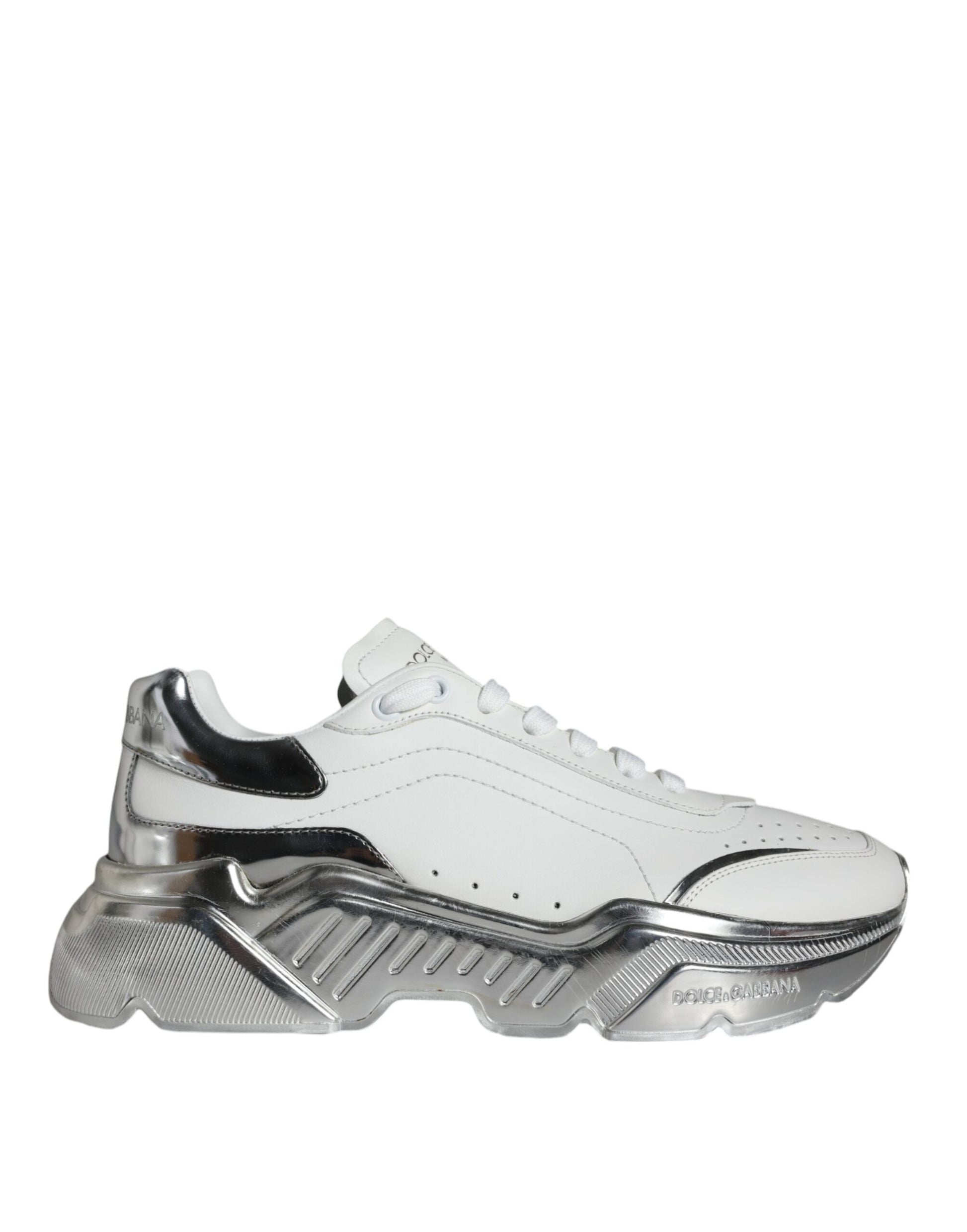 White Silver Daymaster Leather Sneakers Shoes