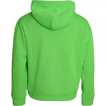 Green Logo Hooded Pullover Sweatshirt Sweater